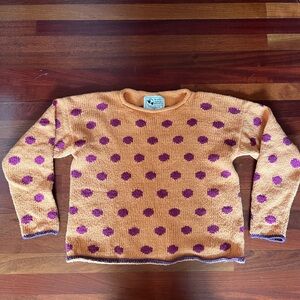 Planet Earth Imports Polka Dot Crewneck Sweater in Peach and Purple
